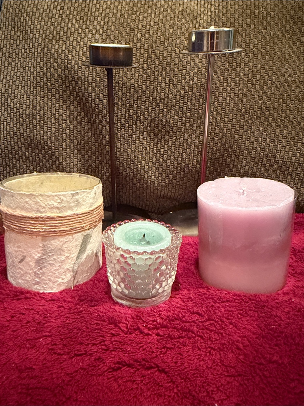 5 Decorative Pink and Mint Candle Set Tea candle set